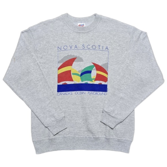 Hanes Other - VTG 80s Nova Scotia Canada Nautical Sailboad Graphic Crewneck Sweatshirt Mens L